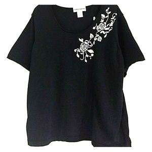 Cathy Daniels Womens XL Black White Sweater Top